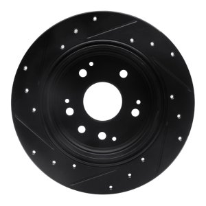 Acura CL Brake Rotor (1) - Rear Right - R1 Concepts - Drilled & Slotted - Black - `01-`03